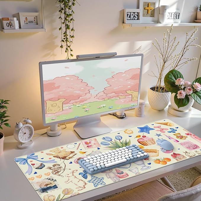 iCasso Desk Cover Mat, Extra Large Mouse Pad, Desk Pad Mat,Office Matt for Desktop Protector, Anti-Slip XXL Big Mousepad with Stitched Edges for Laptop Computer Keyboard (Yellow)