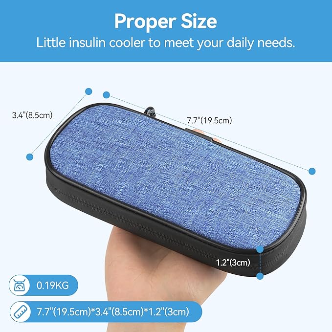 Insulin Cooler Travel Case Diabetic Medication Insulated Cool Organizer with 2 Reusable Ice Packs for Insulin Pen and Other Diabetic Supplies, for the Daily Life and Trip(Blue)
