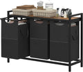Heybly Laundry Hampers, 3 × 12.5 Gal Laundry Basket with Large Desktop Sorter for Laundry Room Organization, Bathroom and Dorm Laundry Bags on Storage Shelf, Rustic Brown HLH003SR