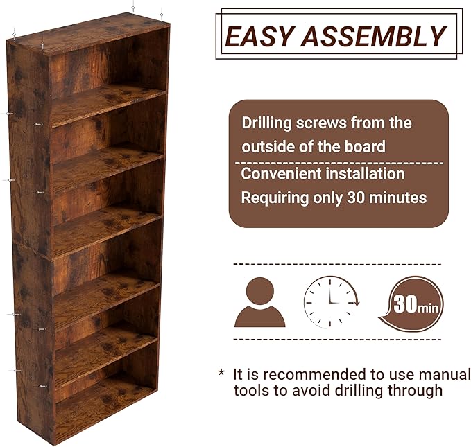 6 Tier Book Shelf，Wooden 6 Cube Storage Organizer,Low Bookcase Storage Display Organizer (Brown, 6 Cube-W(23.6inch))