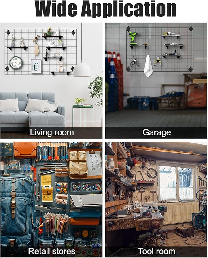 3 Pcs Gridwall Shelf with Metal Brackets, 16"x 8" Wooden Gridwall Shelves Heavy Duty Gridwall Shelving Organizer Accessories for Garage, Visualizer, Workbench and Bitchenette