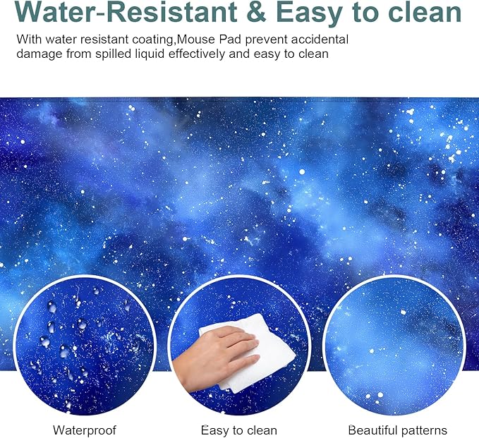 Starry Sky Gaming Mouse Pad 35.4"x15.7"Desk Mat Anti-Slip Rubber Base & Durable Stitched Edges for Gamers Smooth Mouse Writing Surface for Desk Office/Home