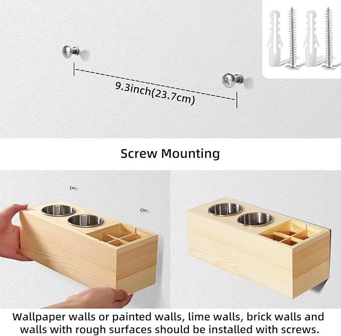 Hair Dryer Countertop Holder, Hair Tool Organizer Wall Mount, Blow Dryer Holder Cabinet Door Organizer, Bathroom Countertop Blow Dryer Holder and Curling Iron Holder (Cedar Wood, Log color)