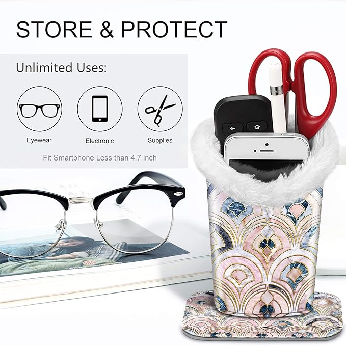 Fintie Plush Lined Eyeglasses Holder, Glasses Stand Case, Anti-scratch Glasses Storage Organizer for Desk, Nightstand, Office