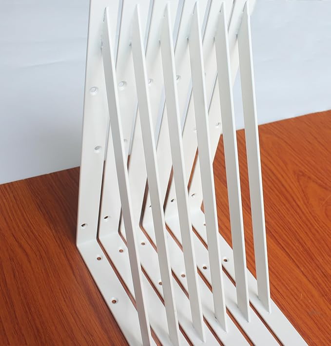 8 Pack L14 x H 10" White Heavy Duty Shelf Brackets with Screws Metal Shelf Brackets Shelf Support Angle Brackets for Shelves L Brackets Heavy Duty Floating Shelf