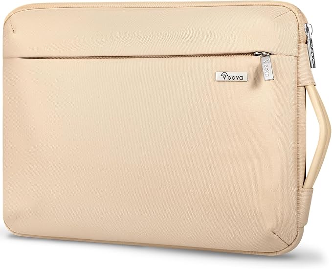 Voova Laptop Sleeve Case 15.6 16 Inch with Handle, 360° Protective Waterproof Slim Computer Bag Cover Compatible with MacBook Pro M2/M3/M4 16, HP Acer Lenovo Yoga ThinkPad Asus Laptop, Beige
