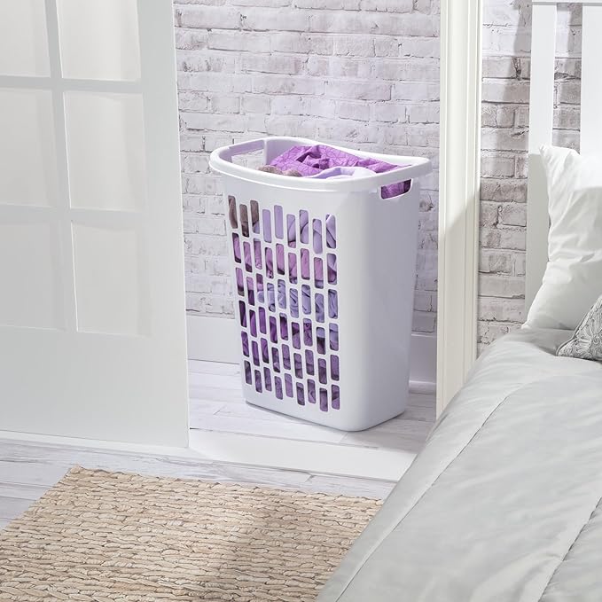 3-Pack of White Heavy-Duty Plastic Laundry Baskets (1.8 Bushels). Large Capacity rectangular Design with Reinforced Handles, Suitable for Household, Dormitory, and Bedroom