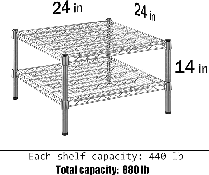 24" Deep x 24" Wide x 14" Height Wire Shelving Kit | 2-Tier | NSF Commercial Storage Rack Unit