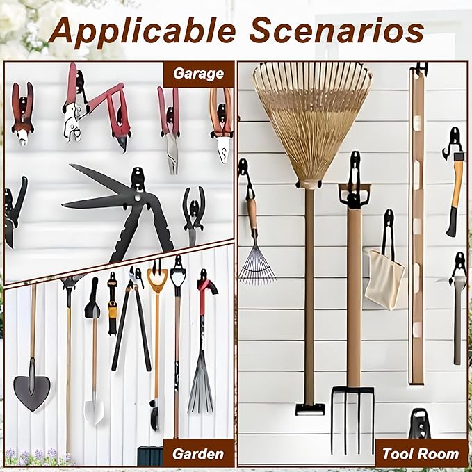 16 Pack Steel Wall Mount Garage Storage Hooks Heavy Duty | Anti-Slip Coating | Bikes | Storage Organizer | Ropes | Hose | Garden Tools
