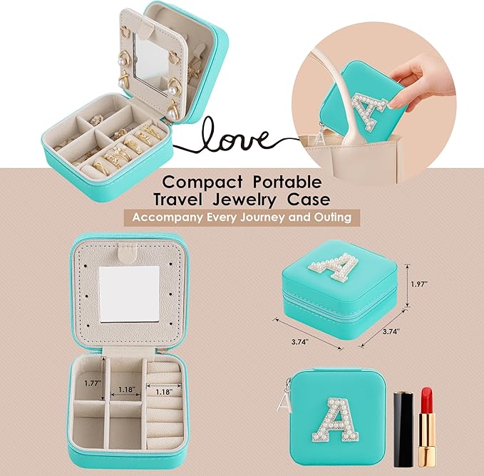 Birthday Gifts For Women - Initial Jewelry Box & Travel Case, Gifts for Wife, Girlfriend, Bridesmaid
