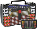Battery Organizer Storage Holder Box Case with Tester- 269 Batteries Double-Sided Variety Pack, Holds AA AAA 4A C D Cell 9V 3V Lithium LR44 CR2 CR123 CR1632 18650 Button- Grey