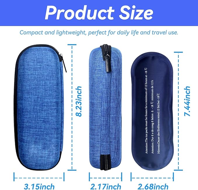 Insulin Cooler Travel Case with 2 Ice Packs, Portable Medication Diabetic Cooler Organizer Bag for Daily Life and Trip Use, Blue