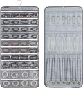 Dual-sided Hanging Jewelry Organizer with 40 Zippered Pockets and 20 Hook Loops Necklace Holder Jewelries Organizer for Earrings Bracelets Rings with 360 Degree Rotating Hanger (40 Zippered Pockets and 20 Hook Loops-Grey)