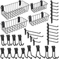 Heavy-Duty Slatwall Baskets and Hooks - Slatwall Accessories for Standard Slatwall Panels | Ideal for Organizing Garages and Workshops
