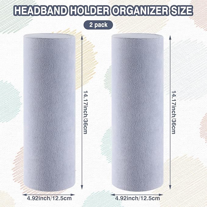Geetery 2 Pcs Vertical Headband Holder Organizer Hairband Display Stand Headband Stand for Women Hair Hoop Accessories(Gray)