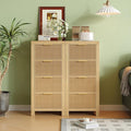 Mid-Century Modern Tall Wooden Dresser with 8 Spacious Drawers, Entryway Storage Chest with Smooth Metal Handles, Bedroom Clothes Organizer for Entryway, Office, and Small Spaces, Natural X2