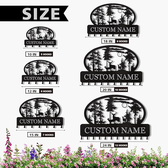 Personalized Key Holder for Wall, Custom Metal Deer Cabin Key Hooks with Name, Metal Key Holder Hooks Organizer Rack, Key Hanger Decor for Kitchen, Entryway, Hallway, Office, Doorway