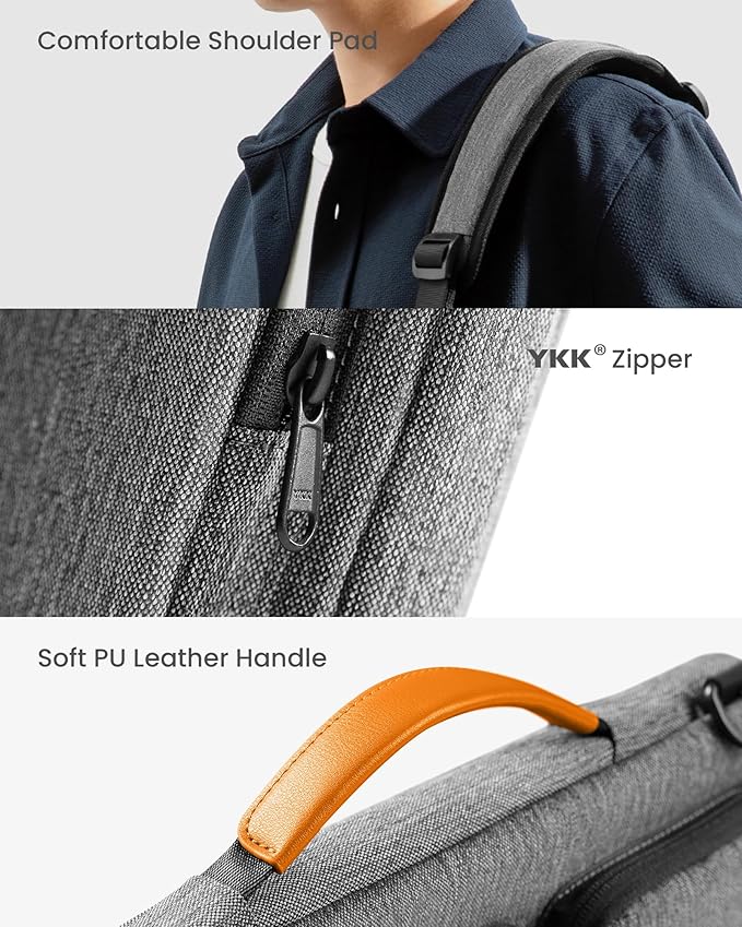 tomtoc 360 Protective Laptop Shoulder Bag for 13 Inch 2025 MacBook Air M4/A3240, M3/A3113, M2/A2681, M1/A2337, MacBook Pro M2/M1, 13-in Surface Pro 11th AI/10/9, Water-Resistant Accessory Case
