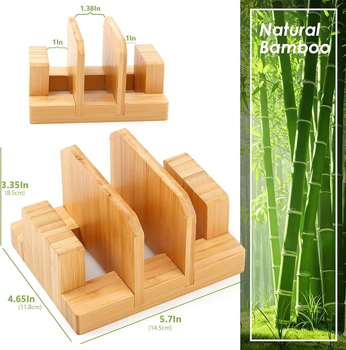 Bamboo Pot Lid Holder, Cutting Board Organizer Holder, Dish Plate Pot Lids Organizer Rack for Cabinet and Countertop