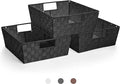 Sorbus Set of 3 Large Woven Storage Baskets – Mesh Hand-Woven Baskets for Organizing, Fabric Storage Bins for Linen Closet Organizer, Storage Baskets for Shelves and Home Organization (Black)