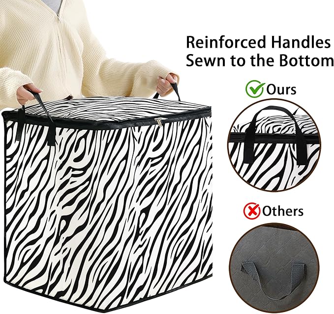 Large Comforter Storage Bag with Zipper,Closet Organizer for Clothes,Blankets,Quilts,Pillows,Fabric Storage Bags with Portable Handles 95L(2-Pack)