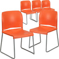 Flash Furniture Hercules Series Contoured Stacking Chairs for Waiting Rooms and Offices, Ergonomic Lobby Chairs with Curved Back, Set of 5, Orange