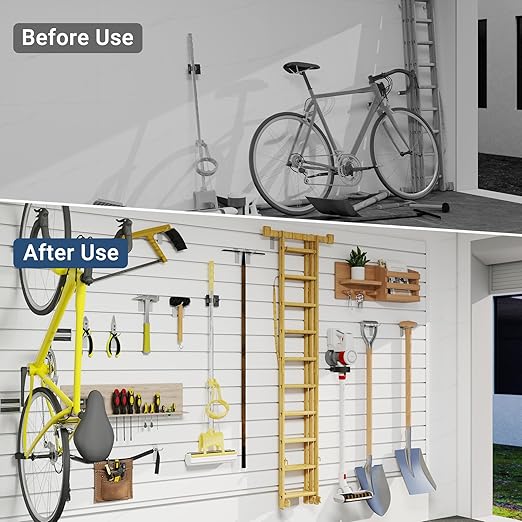 4FT x 2FT Modern White PVC Slatwall Panel, Wall Mounted, 1 Shelf, Garage Storage, 75 lbs Weight Capacity