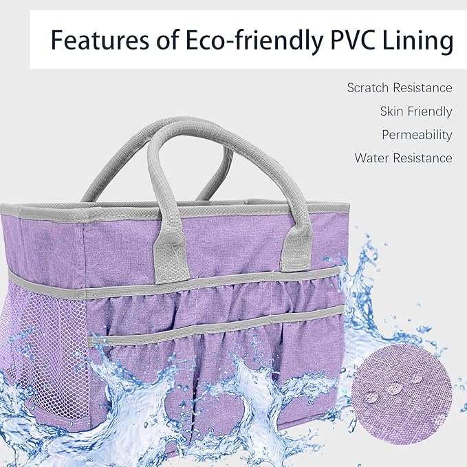 Cupohus Water-Resistant Art Organizer Tote Bag - Craft Storage Bag with Multiple Pockets and Handles for Artists, Kids, Students, and More – Lilac