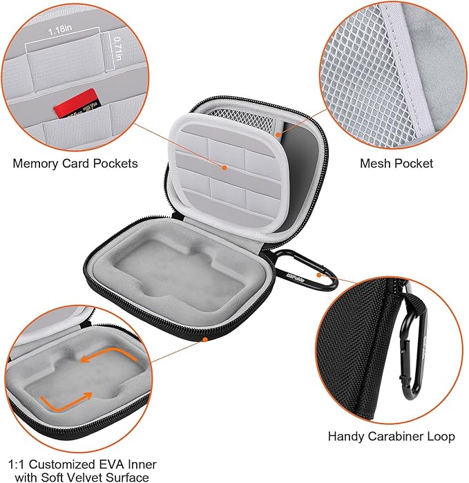 Hard Case for SanDisk Extreme Portable SSD 500GB 1TB 2TB 4TB 8TB External Solid State Drive Case -Custom-Insert Shockproof Protective Storage Travel Bag for SSD Sd Card Holder (Gray)
