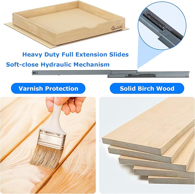 WelFurGeer Soft Close Pull Out Drawers for Cabinets, 17" W x 21" D Pull Out Cabinet Drawer with Heavy Duty Slides, Pull Out Cabinet Organizer, Cabinet Pull Out Shelves, Pull-Out Home Organizers
