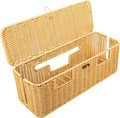 Longer Cable Management Box, 16In Handwoven Cord Management Box with 5 Slots, Floor Cord Hider Boxes for Power Strip and Wire, Cable Organizer Boxes with Lid for Desk, Floor, Office, Living Room