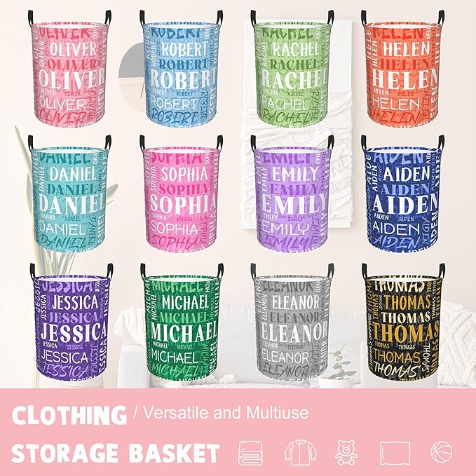 Custom Name Laundry Hamper, Personalized Laundry Baskets with Name for Boys Girls Women Men, Customized Collapsible Dirty Clothes Hamper Easy Storage Gifts for Bedroom Bathroom Living Room