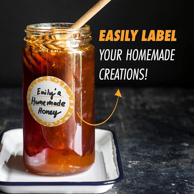 Canning Labels Dissolvable Stickers for Mason Jars and More (2" Round 200/roll) Canning Supplies Washes Off in Seconds Like Magic - Jar Labels Homemade Jam, Jelly, and More (Orange)