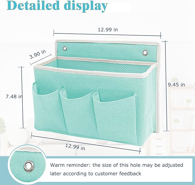 2-Pack Wall Hanging Organizer Bag/Hanging Baskets with Large Mesh Compartment & 3 Pockets，Over the Door Organizer Space Saving Storage for Bedroom,RV Camper, Closet (Green -2 Pack)