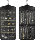 CHICECO Travel Jewelry Holder Organizer,Hanging Jewelry Organizer Storage with Zippered Pockets for Cloest,Jewelry Holder for Earrings, Necklaces（Black）