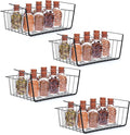 Undershelf Storage Basket Under Shelf Wire Basket Household Metal Under Shelf Hanging Storage Bin Basket Slides Under Shelves for Storage Space Saving for Kitchen Pantry Bookshelf 4 PCS