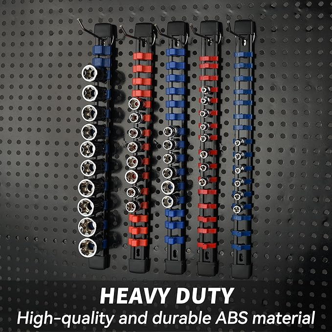 Socket Organizer Drive ABS Tools-Socket Holder, Premium Quality 18 Pieces Socket Holders Kit 1/4-Inch x 96 Clips, 3/8-Inch x 90 Clips, 1/2-Inch x 72 Clips