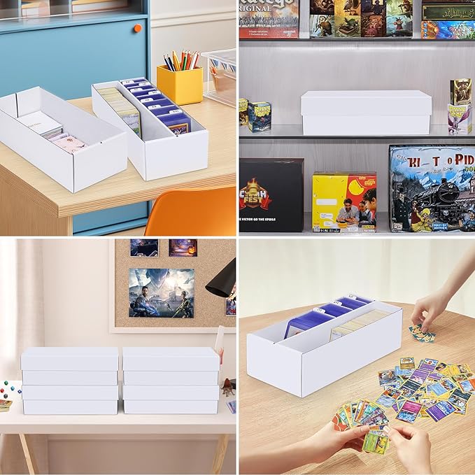 Trading Card Storage Box 6 Pack–1600 Count Cardboard Organizer with Dividers for MTG, TCG, Sports, Toploader