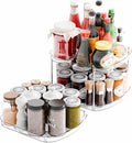 Yieach 2 Pack Rectangle Lazy Susan for Refrigerator,12″x10″ Square Fridge Turntable Organizer & Tray and 2 Tier Rotating Spice Rack for Jar,Can,Medication,Condiments,Seasoning Organizer for Cabinet