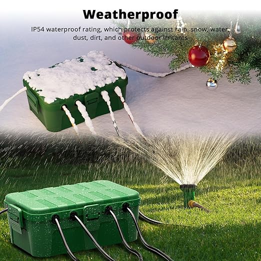 QUOBAS Extra Large Outdoor Electrical Box Waterproof, IP54 Weatherproof Extension Cord Cover, Outdoor Plug Cover Protect Outlet, Plug, Power Strip, Tools, Holiday Light, Green