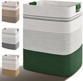 Laundry Hamper, 85L Tall Laundry Basket with Leather Handles, Rectangle Large Clothes Hamper for Organizing, Cotton Woven Laundry Baskets Storage Hampers for Bedroom, Nursery, Living Room