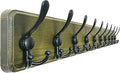 Dseap Coat Rack Wall - Heavy-Duty 38-1/4" Long, with Reinforced 10 Custom Tri-Hooks, Solid Wood Wall Hanger for Coats Hat Jackets - Rustic Farmhouse Entryway Hallway Storage, Weathered Green & Black