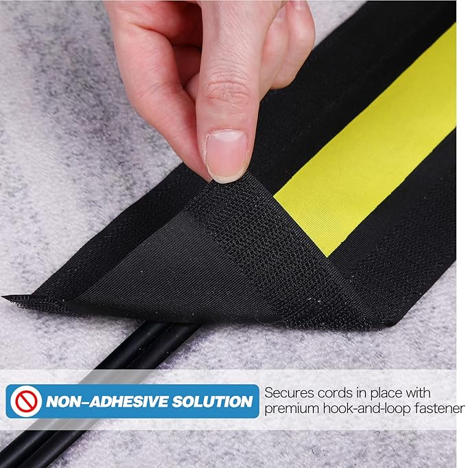 WILLBOND Carpet Cord Cover Cable Protector Floor Cover Cable Protector Management Only for Commercial Office Carpet(39.37 ft,Black and Yellow)