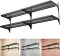 2-Pack 2 Tier 1.3x3ft Garage Shelving Wall Mounted, 500lbs Load Capacity，15.6x36inch per Shelf Height Cassette Adjustable Floating Shelves, Black