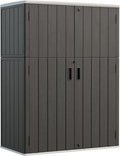 HOMSPARK Outdoor Storage Shed Weather Resistance, Patio Storage Cabinet Lockable Resin Tool Shed for Storage of Bike, Trash Cans, Garden Tools (Black, 66 Cu.ft)