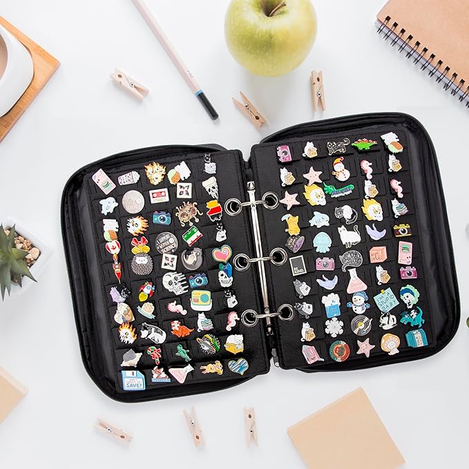 Enamel Pin Display Pages Pin Carrying Case, Pins Collection Storage Organizer Case, Travel Brooch Pin Display Bag (Pins Not Included)