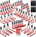3-H Garage Wall Hooks 60 Pack, Heavy Duty Garage Hooks with Extra Welding Spots, Wall Mount Storage Organizer for Hanging Garden Lawn Tools, Ladder, Bike, WeedEater, Chair, Shovel, Blower (Red)