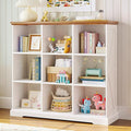 IRONCK 9 Cube Storage Organizer, Wooden Cube Shelf with Storage, Farmhouse Bookcase for Bedroom, Living Room and Home Office, White
