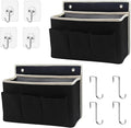 2-Pack Wall Hanging Organizer Bag/Hanging Baskets with Large Mesh Compartment & 3 Pockets，Over the Door Organizer Space Saving Storage for Bedroom,RV Camper, Closet (Black - 2 Pack)