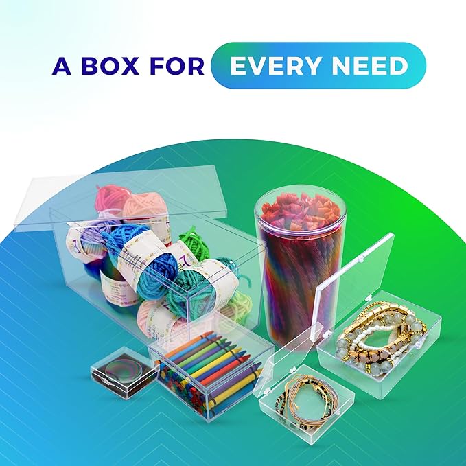 50 Pack Clear Acrylic Card Storage Boxes with Lids – 3 1/2" L x 2 1/2" W x 1" H Baseball Card Storage Box, Sports Card Boxes, Magic Card Storage Box and Playing Card Case – Made in USA